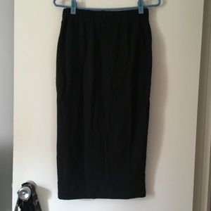 HOI BO Black Stretch Cotton Midi Pull On Pencil Skirt S